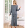 cheibear Women's Lounge Sets Hight-Low Shirt and Wide-leg Pants 2 Piece Pjs Loose Sleepwear Loungewear - 3 of 4