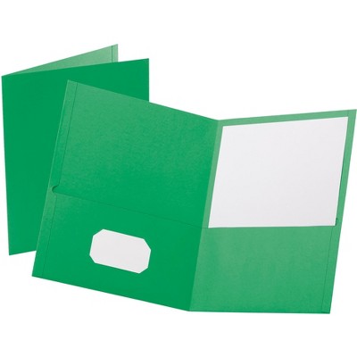 Oxford Embossed Leatherine Portfolio, 8-1/2 x 11 Inches, 2-Pocket, Green, pk of 25