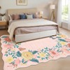 Vintage Floral Scalloped Area Rug Machine Washable Rug Stain Resistant Easy Cleaning Carpet Non Slip Soft Low Pile Folding Floor Cover For Home - 2 of 4