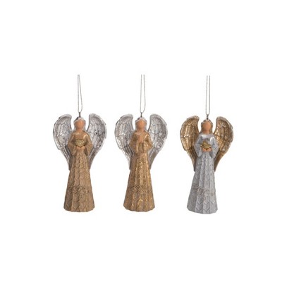 Transpac Resin Elegant Angel Ornament Set of 3 Christmas Home Decorations