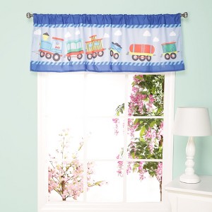 Everyday Kids Choo Choo Train Nursery Window Valance – 60x15" for Baby & Toddler Boys – Decorative Bedroom Window Treatment in Fun Train Theme - 1 of 4