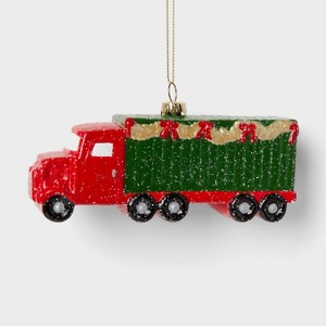 Semi Truck and Trailer Christmas Tree Ornament Red/Green - Wondershop™ - 1 of 3