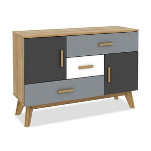 Free-standing Storage Floor Cabinet with 2 Doors and 3 Drawers - 1 of 4