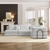 Yukimo 118" Oversized Modular L-Shaped Sectional Sofa - DIY Combination Floor Couch, Premium Corduroy Fabric with 6 Pillows, Beige+White - 2 of 4