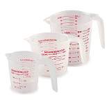 Norpro 1 Plastic Measuring Cup, Multicolored 1 cup, 2 cup, 4 cup Volume (3 Pack)