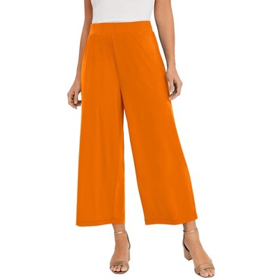 Jessica London Women's Plus Size Stretch Knit Wide Leg Crop Pant