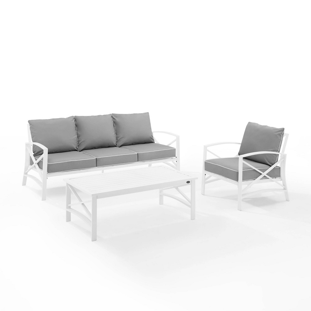 Photos - Garden Furniture Crosley Kaplan 3pc Outdoor Sofa Set with Sofa & Arm Chair with Coffee Table - Gray 