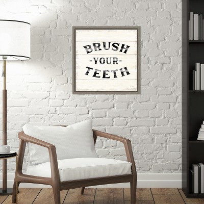 Amanti Art Shiplap Bath III by Sue Schlabach Canvas Wall Art Print Framed 16-in. x 16-in.