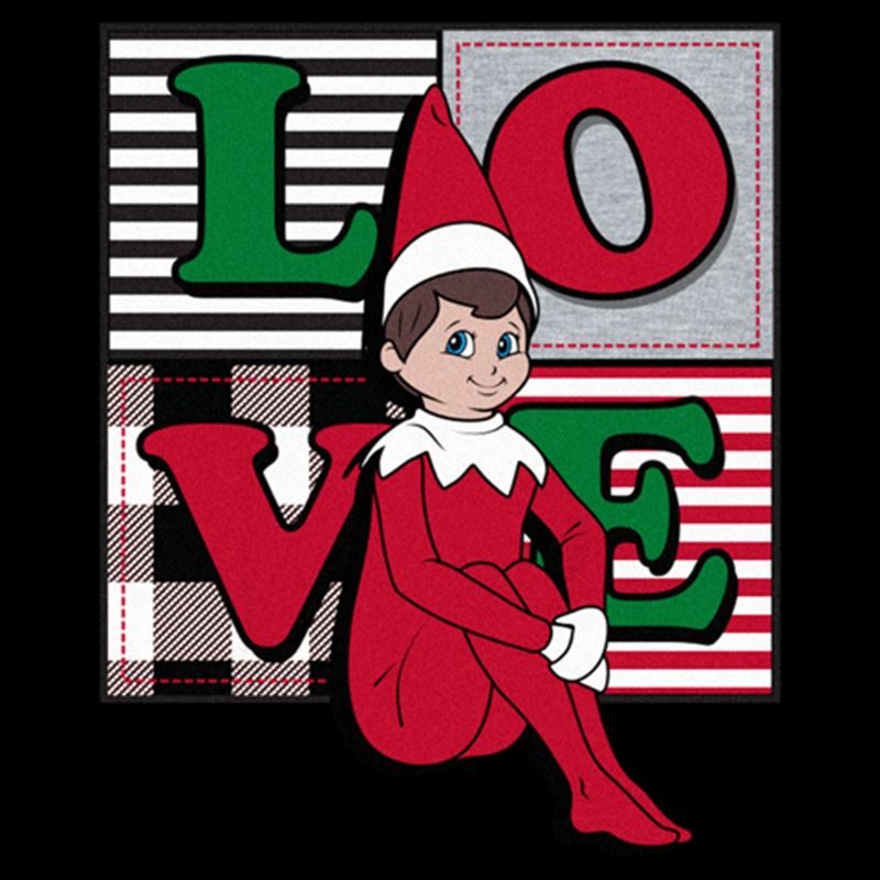 Girl's The Elf on the Shelf Plaid Squares Love T-Shirt, 2 of 4