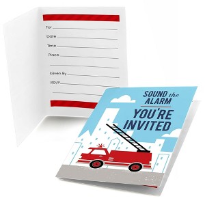 Big Dot of Happiness Fired Up Fire Truck - Fill In Firefighter Firetruck Baby Shower or Birthday Party Invitations (8 count) - 1 of 4