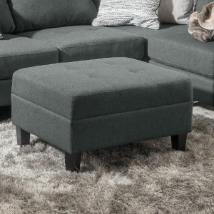 Lyngins Classic Fabric Ottoman with Birch Wood Legs, Foam-Padded Foot Stool, Ottoman Bench, Extra Seating for Living Room & Bedroom - 1 of 4