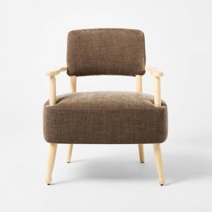 Corallina Upholstered Wooden Accent Chair Brown - Threshold™ designed with Studio McGee - 1 of 4