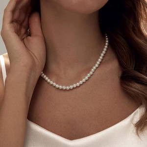 HTUTWOO Pearl Necklace 4MM/6MM/8MM Dainty Round Imitation Pearl Choker Necklace Wedding Pearl Necklace Delicate Jewelry for Women - 1 of 4