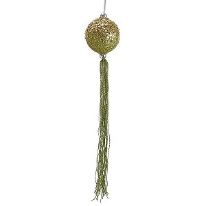 Allstate 12" Brites Glittered Ball with Tassels Christmas Ornament - Lime Green - 1 of 3