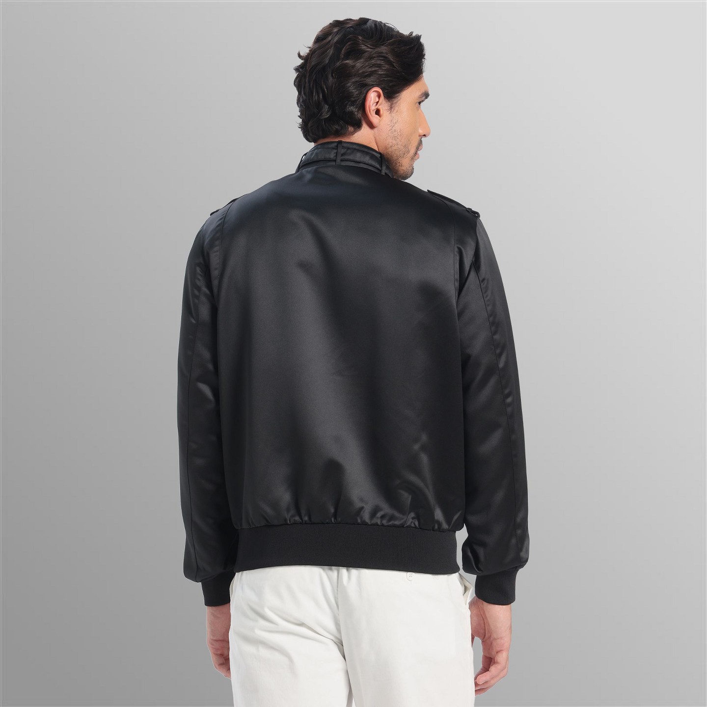Мужская куртка Members Only Classic Satin Iconic Racer Jacket - Black, цвет: Чёрный — фото 4