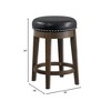 Poundex, 24" Round Swivel Counter Stool in Black Faux Leather (Set of 2) - 3 of 4
