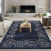 Vintage Area Rugs,Washable Bordered Floral Print Accent Carpet with Non-Slip Backing,Oriental Distressed Indoor Mat for Living Room, Kitchen, Bedroom - 2 of 4