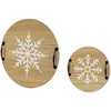 Northlight Round Snowflake Christmas Serving Trays with Handles - 15.75" - Set of 2 - 3 of 4