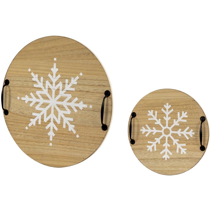 Northlight Set of 2 Round Christmas Serving Trays with Handles 15.75", 3 of 9