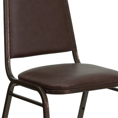 Brown and Copper Vinyl Stacking Banquet Chair with Steel Frame