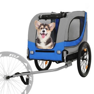 KWPZQEB Pet Trailer, Holds Pets Up to 66lb, Folding Frame, Rear Doggy Door, Leash, Washable Liner, Bug Screen, Bike Trailer for Pets - 1 of 4