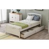 Twin Platform Storage Bed Wood Bed Frame with Two Drawers and Headboard White - 2 of 4