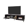 Vynxaria Modern TV Stand with 2 Doors and Open Storage, Wengue, 63"W x 13.8"D x 16.9"H - 4 of 4