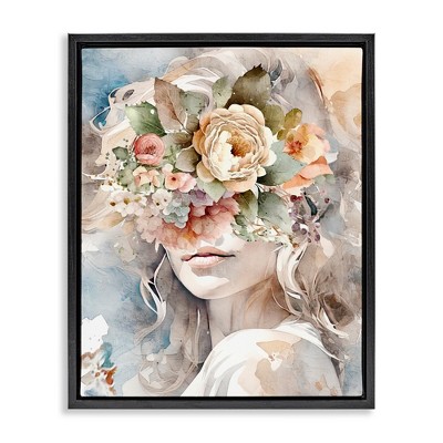 Stupell Industries Floral Portrait of Girl, 17" x 21"