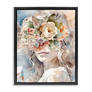 Stupell Industries Floral Portrait of Girl, 17" x 21" - 1 of 4