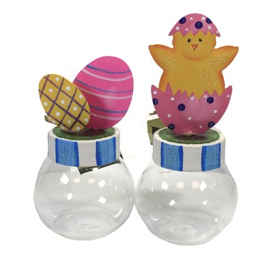 Easter 8.5" Chick & Egg Bubble Jars Eggs Chick  -  Decorative Jars