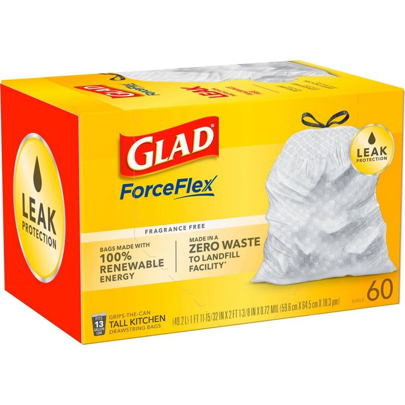 Glad ForceFlex Tall Kitchen Drawstring Trash Bags - Unscented - 13 Gallon, 4 of 13