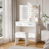 Vanity Desk Set with Mirror and Lights, 2 Drawers & Open Storage Shelves, 3 Lighting Modes Adjustable Brightness, for Bedroom - 2 of 4
