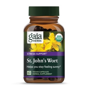 Gaia Herbs St. John's Wort - Natural Stress Support Supplement to Help Maintain Emotional Health - 60 Vegan Liquid Phyto-Capsules - 1 of 4
