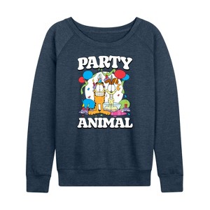 Women's - Garfield - Party Animal Lightweight French Terry Wide Neck Long Sleeve Shirt - 1 of 4