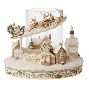 Jim Shore 7.0 Inch White Woodland Sleigh Reindeer Candle Holder Figurines - 1 of 3