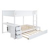 PAGED Twin over Twin Bunk Bed with Desk and Trundle, Wooden Bed Frame with Drawers and Guardrail, Modern Loft Bed for Kids, Teens, Adults - 3 of 4