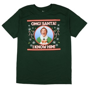 Seven Times Six Elf Buddy T-Shirt Men's Santa I Know Him Holiday Inspired Tee Green - 1 of 4
