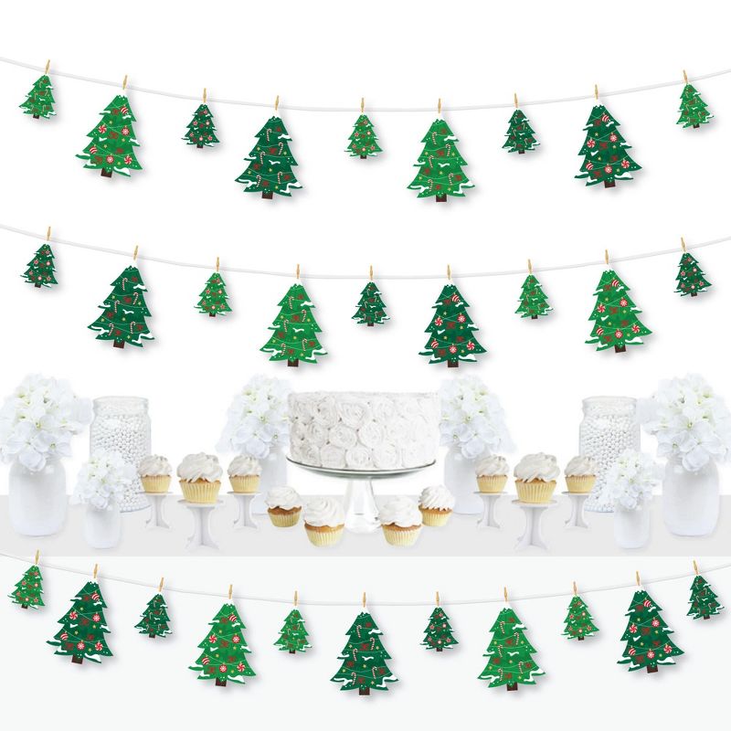 Big Dot of Happiness Snowy Christmas Trees - Classic Holiday Party DIY Decorations - Clothespin Garland Banner - 44 Pc, 1 of 7