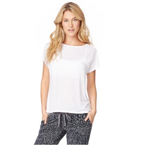 Aeropostale Womens Striped Cocoon Embellished T-Shirt, White, Large - 1 of 3