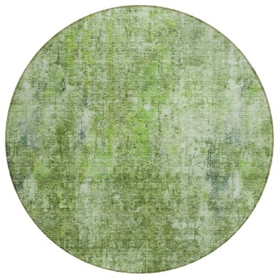 Olive Green And Artichoke Green Abstract Washable Indoor Outdoor Area Rug