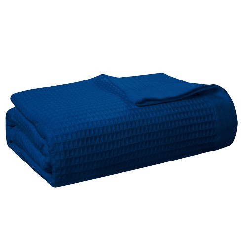 Pointehaven 300 Gsm Cotton Hypoallergenic Breathable Navy 66x90 Inches  Waffle Blanket, Twin : Target