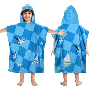 Tirrinia Kids 100% Cotton Beach Towel, Surf Beach Bath Swim Hooded Towels for Girls Toddler Gift, 24 by 52-inch - 1 of 4
