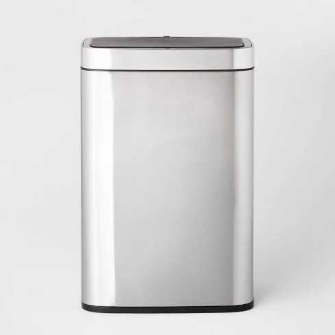 13 Gallon Stainless Steel Automatic Sensor Trash Can - No Touch Garbage Can Kitchen Waste Bin High-Capacity Bathroom Trash Can with Lid for Home
