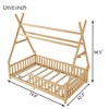 VASIP Twin Size House Bed,LowFloor Playhouse Bed with Protective Fence & Roof for Kids,Natural - 3 of 4