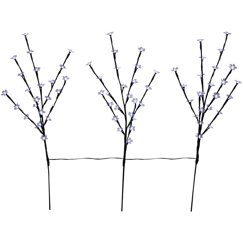 Northlight Set of 3 Pre-Lit Cherry Blossom Artificial Tree Branches, 72 Pure White LED Lights, 3 of 10