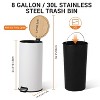 8 Gallon Step Trash Can with Bamboo Lid, Slim Round Stainless Steel, Soft-Close Pedal, Removable Inner Bucket, for Kitchen, Office, Bathroom - 2 of 4