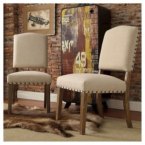Set of 2 Cobble Hill Nailhead Accent Dining Chair Wood - Inspire Q - 1 of 4