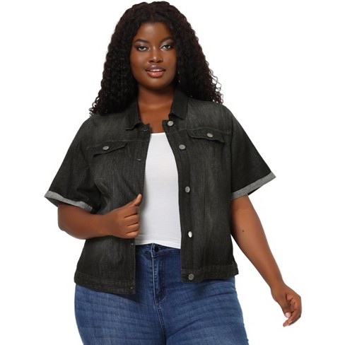 Plus size 2024 denim crop jacket