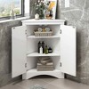 MAYEERTY White Triangle Bathroom Cabinet Adjustable Shelves Freestanding Floor Cabinet - 2 of 4