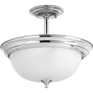 Progress Lighting, Melon Collection, 2-Light Semi-Flush Mount, Brushed Nickel, Dome Shaped Glass - 1 of 2